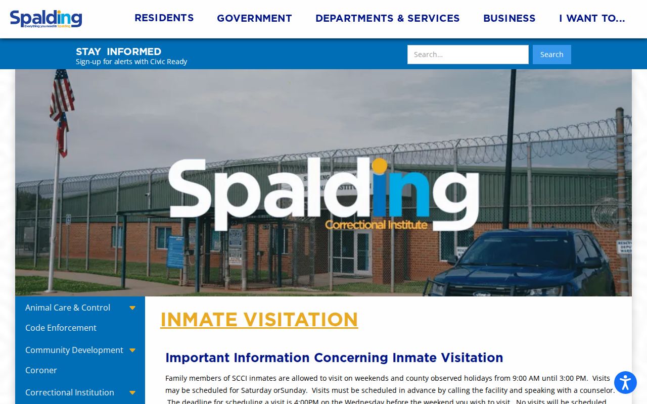 Spalding County correctional visitation application and custody record