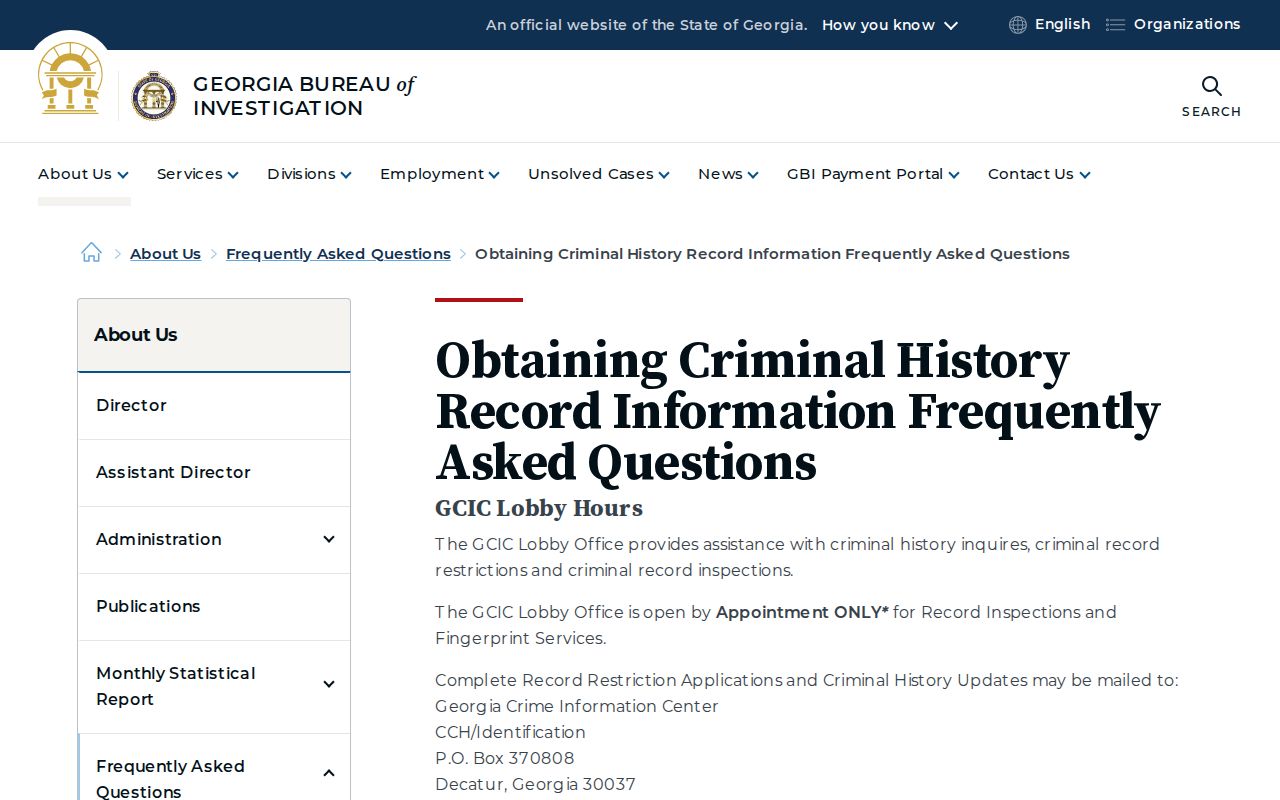 Spalding County criminal history GBI correction and access FAQ