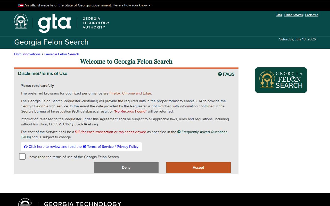 Spalding County criminal history Georgia Felon Search form