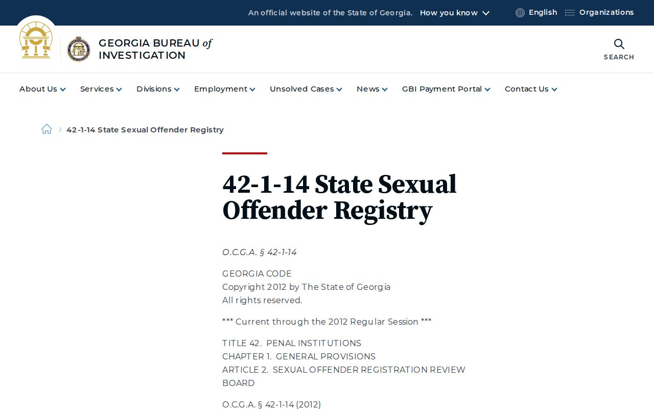 GBI explanation of Georgia sex offender registry risk classifications