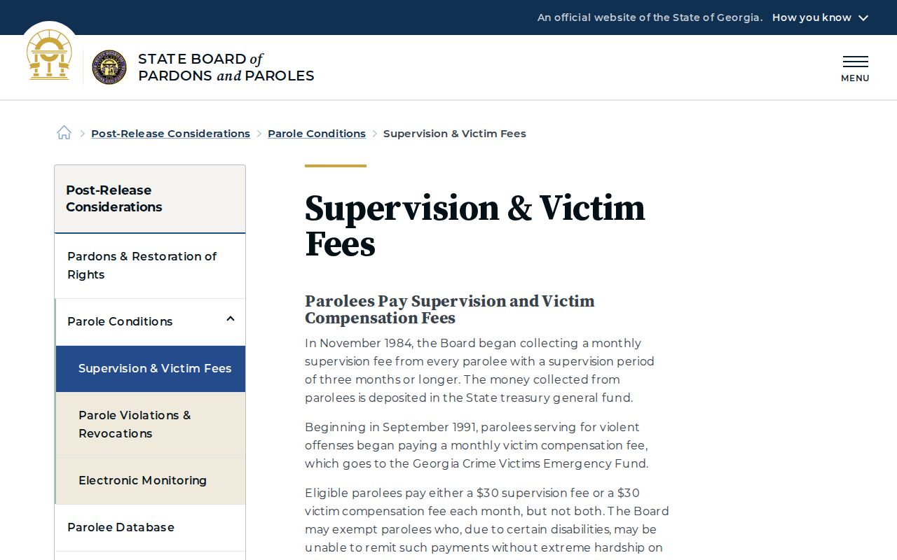 Sunny Side criminal record context for Georgia parole supervision